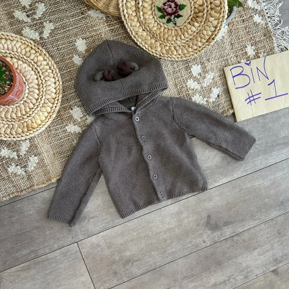New Carter's Christmas Reindeer Hooded Thick Knit Cardigan  Jacket Sweater